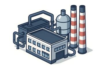 Obraz premium Modern isometric industrial factory plant vector illustration