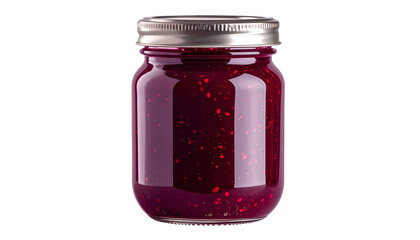 Homemade berry jam jar kitchen food bright colors isolated on transparent background
