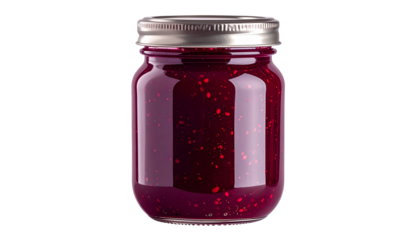 Homemade berry jam jar kitchen food bright colors isolated on transparent background