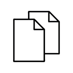 Simple line art icon representing two stacked documents or pages for copying