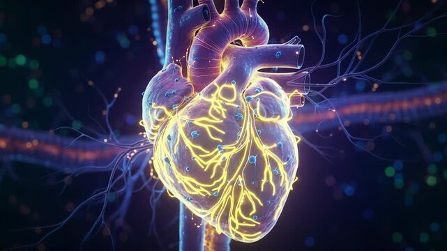 Animated 3D Medical Visualization of a Human Heart with Neural Network and Blood Vessels