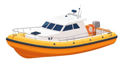 Obraz premium Cartoon Speedboat Illustration.