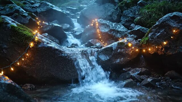 Majestic snow-capped mountains reflecting in a calm icy lake with a small cabin nestled amongst the peaks under a clear blue sky, a breathtaking winter panorama