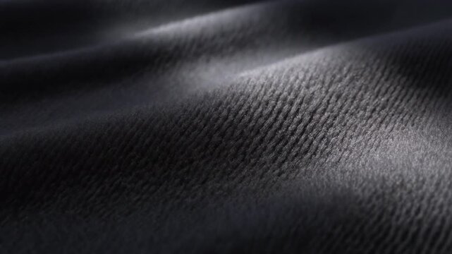 Close-up of dark gray fabric with a subtle diagonal pattern and soft lighting.