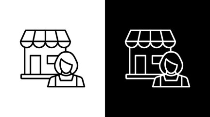 Small Business Owner White Icon Set Design