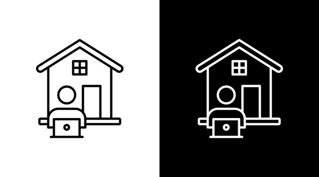 Freelancer Working White Icon Set Design