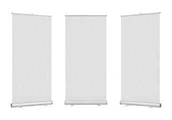Collection of Empty Pop-Up Banners Ready for Custom Design, Cut Out, Clipping Path, Isolated on a Transparent PNG Background.