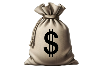 Money bag with dollar symbol on white background