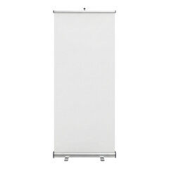 Empty Pull Up Display Stand Isolated, Cut Out, Clipping Path, Isolated on a Transparent PNG Background.