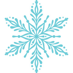 Intricate Cyan Snowflake Ornament With Six Points And Dots Decoration On A Transparent Background Winter Holiday Season Element