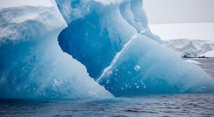 Majestic arctic iceberg floats serenely on the water, capturing the icy beauty of the polar landscape and the serene power of nature's icy formations