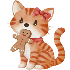 Cute Christmas illustration of a smiling gingerbread man with icing details