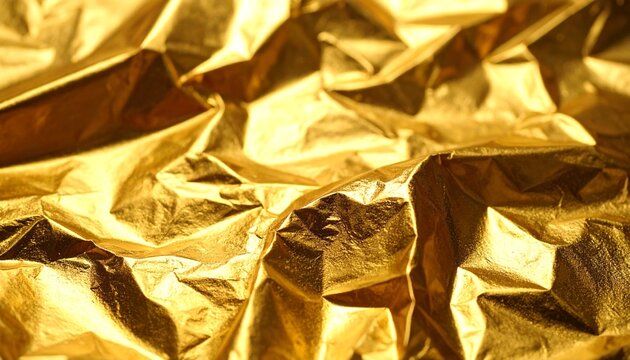Crumpled Gold Foil Texture Background.
