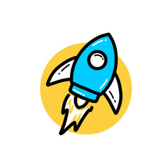 Rocket line icon. Start up outline icon.