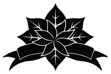 Obraz premium poinsettia with ribbon vector icon silhouette