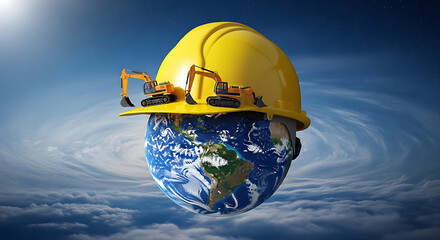 Protecting our planet responsibly with infrastructure and construction equipment, building a sustainable future, earth day, environmental awareness, global impact