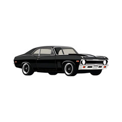 Fototapeta premium of black 1969 Chevy Nova on transparent background