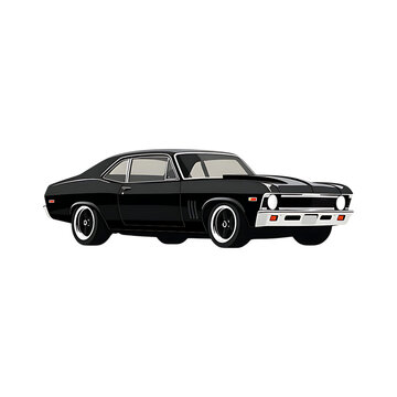 of black 1969 Chevy Nova on transparent background