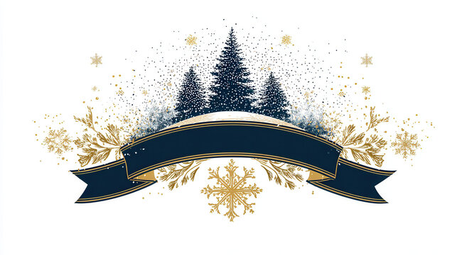 Winter forest banner with snowflakes and stars