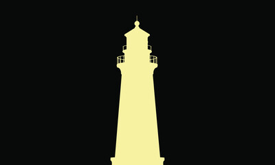 A tall, slender lighthouse stands against a black backdrop, its architecture a beacon of guidance and safety for ships navigating the sea