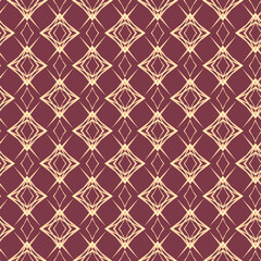 Seamless beige pattern on a burgundy background in art deco style.
