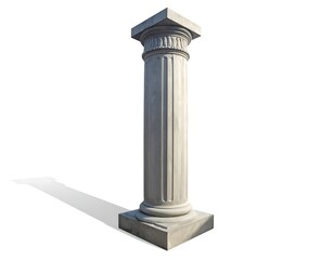 Stone pillar with classical design casting a shadow