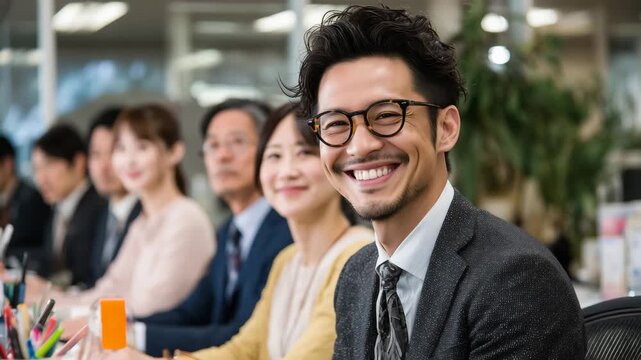 日本人の社員が整然と並ぶデスクで静かに業務へ集中する朝の姿