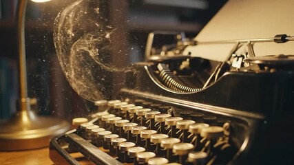 Old Vintage Typewriter with Dust Particles in Sunlight