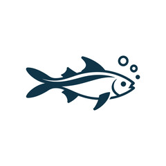Fish swimming icon on White Background Vector Art Illustration on white background.
