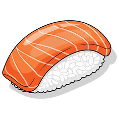 Salmon Nigiri Sushi Vector Illustration on White Background


