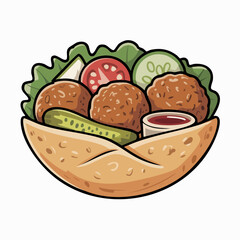 Delicious Falafel Wrap With Fresh Vegetables, Pita Bread, And Savory Sauce