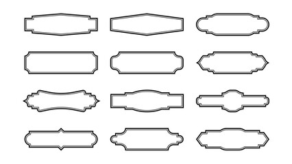 Elegant Isolated Frame Design Collection with Ornamental Outline Borders, Vintage Label Shapes, Decorative Blank Badges for Packaging Layouts, Poster Templates