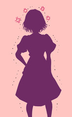 怒っている女性　シルエット　震える　ムカつきマーク