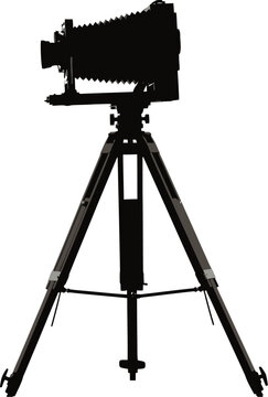 Silhouette of a large-format camera