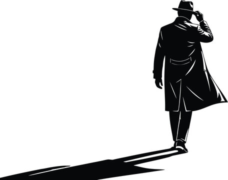 Silhouette of a mysterious man walking