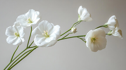 White Flowers Arranged On Green Stem Creating An Elegant Botanical Floral Concept