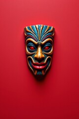 Colorful Ornate Mask with Bright Pink Background