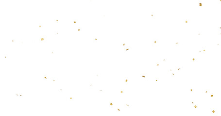 Realistic confetti golden tinsel, confetti fall from the sky on transparent background, golden glitter dust particles confetti, shine falling gold dust lights, abstract luxury gold confetti border