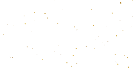 Realistic confetti golden tinsel, confetti fall from the sky on transparent background, golden glitter dust particles confetti, shine falling gold dust lights, abstract luxury gold confetti border