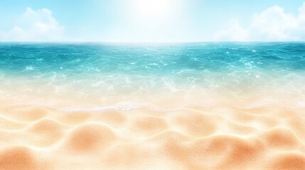 A serene beach scene featuring soft golden sand and gentle turquoise waves, ideal for travel campaigns, relaxation themes, or wellness promotions, This image evokes tranquility and natural beauty,