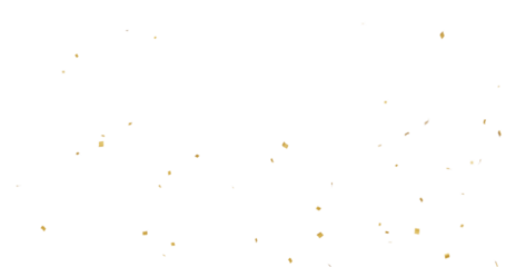 Realistic confetti golden tinsel, confetti fall from the sky on transparent background, golden glitter dust particles confetti, shine falling gold dust lights, abstract luxury gold confetti border