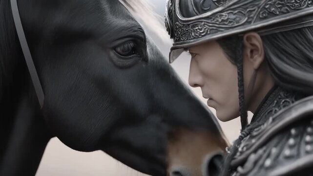 Solemn Gaze between Tang Dynasty General and War Horse
