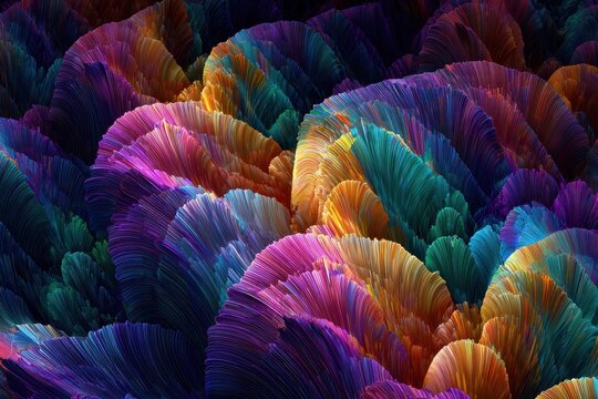 Colorful abstract fractal pattern background showcasing vibrant hues and intricate designs resembling a digital landscape