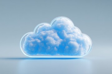 Light blue cloud icon representing digital storage and data sharing in a modern, minimalistic design conveying a sense of technology and innovation