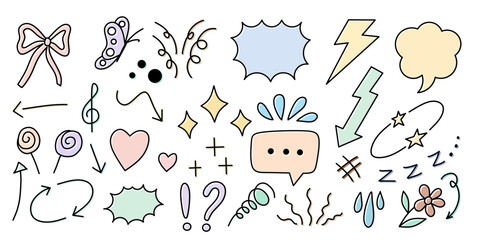 Cute Hand-Drawn Decorative Doodle Elements Set