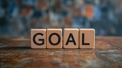 Achieve your goals! Wooden blocks spell out the word goal for success and accomplishment