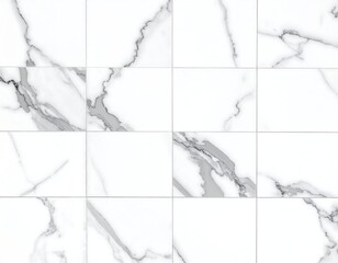 Tile pattern of white squares with grey marble veining