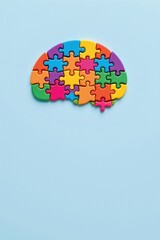 Colorful Puzzle Brain Illustration Light Blue Background