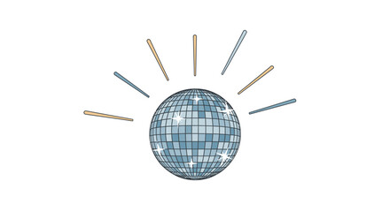 Retro disco ball radiating vibrant energy and sparkling light, perfect for party invitations, event promotion, or nostalgic design projects.