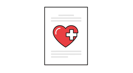 Professional heart health record with medical cross symbol for patient care and wellness documentation